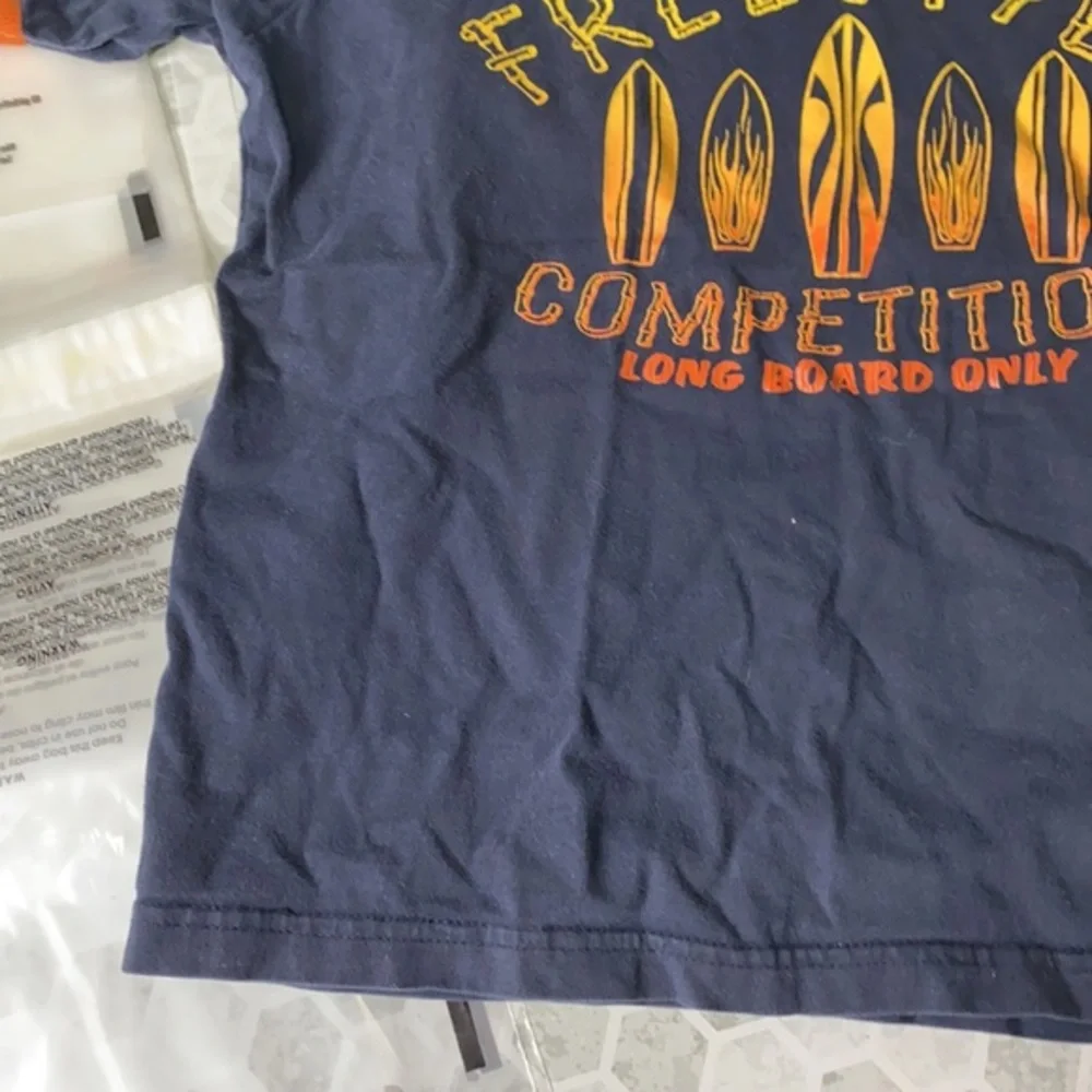 The Children’s Place Large Long Board Navy Orange Short Sleeve Graphic T Shirt